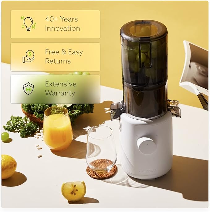 Hurom H310A Renewed Personal Self Feeding Slow Masticating Juicer - Lavender | Easy-Clean Max Yield Quiet Motor - Hopper Fits Whole Produce - BPA Free