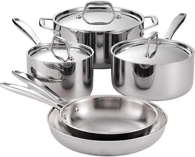 8 Piece Cookware Set Stainless Steel Pan Kit Cook Ware Set of Non Stick Kitchen Pots Utensils for Kitchen AppliancesA8Piece