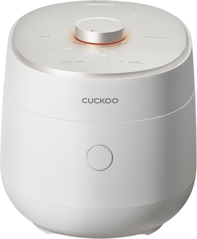 CUCKOO Twin Pressure Rice Cooker 6-Cup Uncooked / 12-Cup Cooked with Induction Heating Technology Silent Pressure System Open Cooking Mode Dynamic Display Eco Inner Pot White (CRP-OHTR0609FW)
