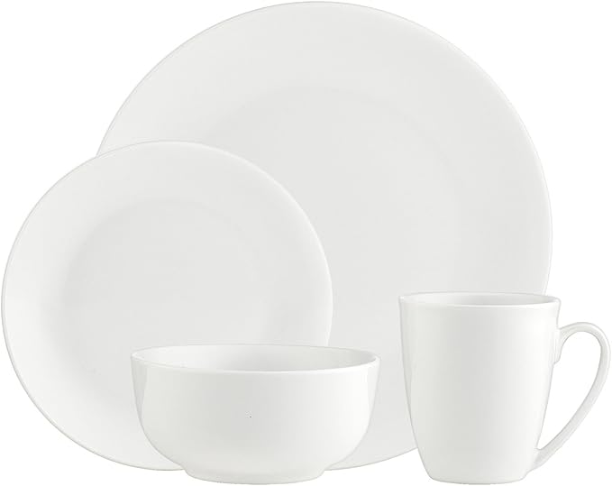 Godinger Dinnerware Set Porcelain Plates Bowls and Mugs Service for 4 (16 Piece Set)