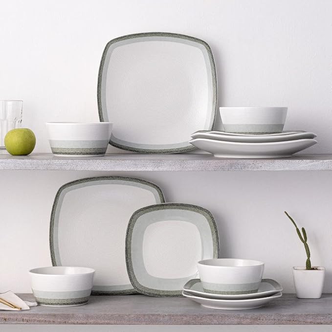 Noritake Colorscapes Layers Sage 12-Piece Square Dinnerware Set Service for 4