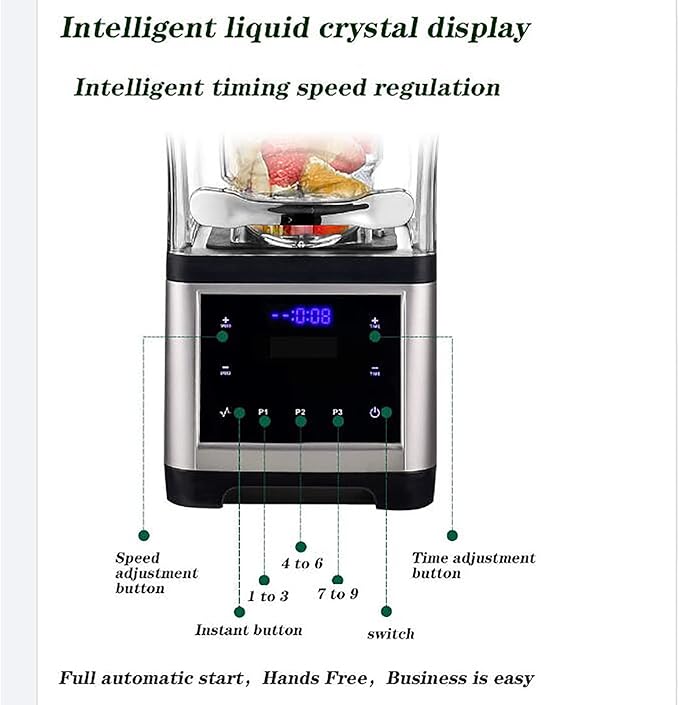 Smoothie Blender 1.6L Commercial Smoothie Makers with Hood Multi-level Stepless Regulation/Noise Reduction/safe Operation for Juice Milkshake