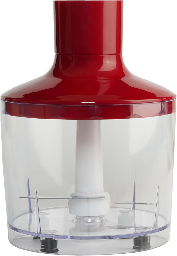National NA-3104HB 4-in-1 Multi-Purpose Immersion Hand Blender Blend Puree Mash Chop and Whisk Two Speeds Splash Control and ETL Approved with Interchangeable Attachments (Red)