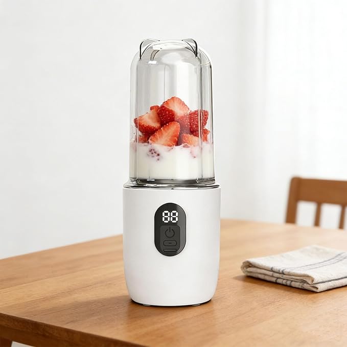 Portable Blender 500ml USB Rechargeable Electric Blender with 16 Leaves Stainless Steel Cutter for Shakes and Juices in Gym Travel Office Kitchen