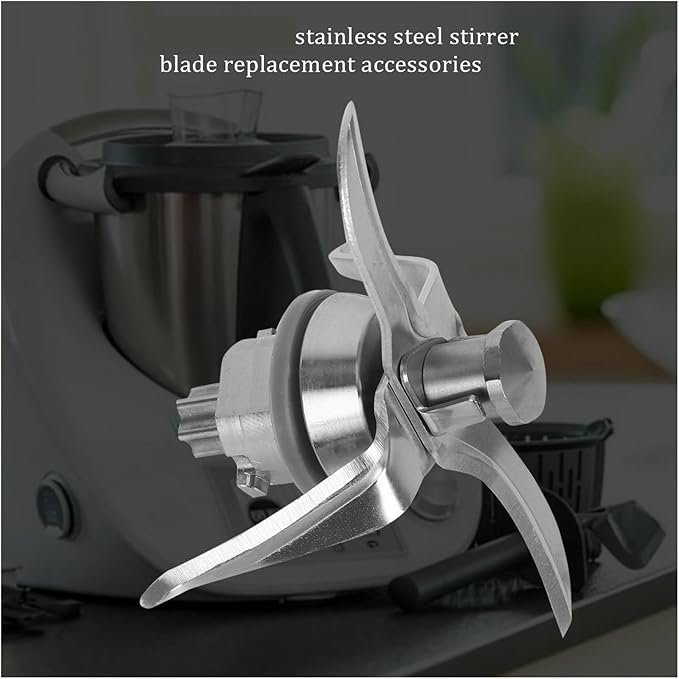 Compatible for Vorwerk Thermomix TM21 Cook Stainless Steel Mixing Blade and Compatible for Butterfly-Mixing Stick Scraper with A Small Cleaning Brush