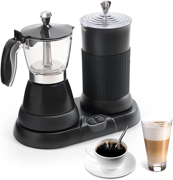 Coffee Maker Household Mini Automatic Milk Foaming Machine Coffee Maker Slow Extraction Coffee Machine with Mocha Pot Intelligent Temperature Control Function forBlack