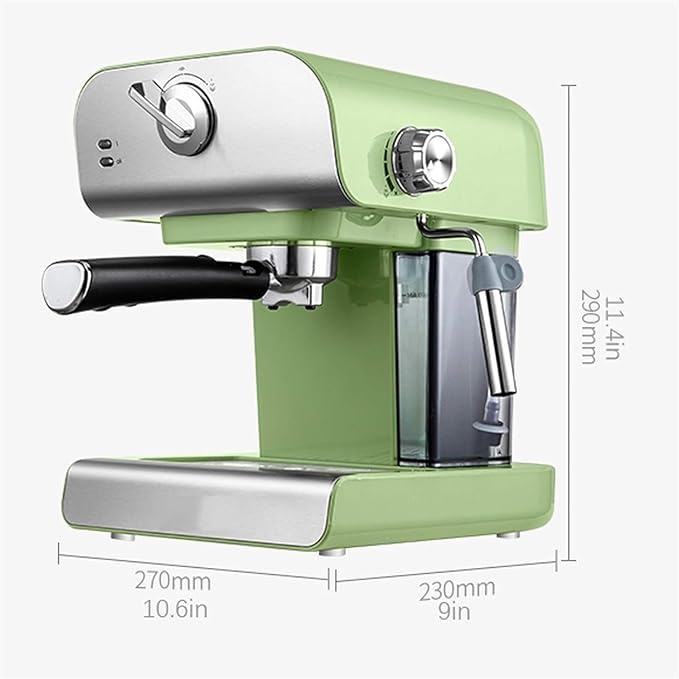Retro Green Semi-Automatic Espresso Coffee Machine with Milk Frother - 20 Bar Pressure for Home and Office Use