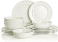 TP 18-Piece Dinnerware Set Melamine Dishes Set with Bowls and Plates Service for 6 Non-breakable Lightweight Dining Tableware Ivory
