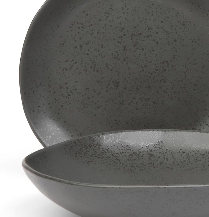 Trasa Home by Larder &amp Vine Eco-Friendly High Fired Artisan Stoneware Organic &amp Modern Dinnerware 16 piece set 4 place settings (Charcoal)