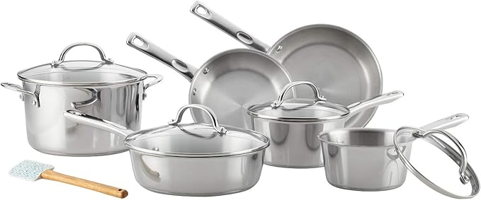 Ayesha Curry Kitchenware 11pc Home Collection Cookware Set (Stainless Steel)