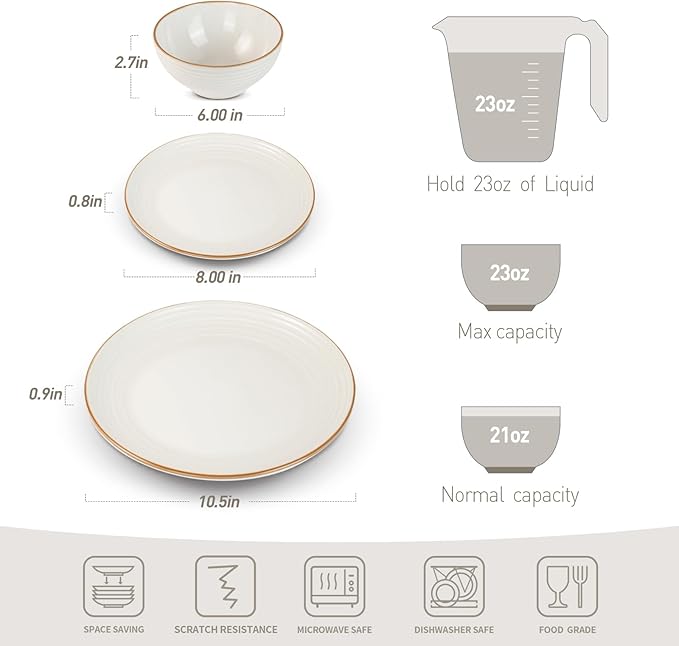 Famiware Jupiter 12-Piece Dinnerware Sets 4-Piece Pasta Bowls 4-Piece 14 oz Mug Set 20-Piece Stoneware Dinnerware Sets Multi-color