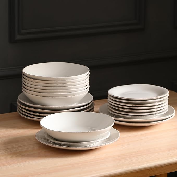 Stone Lain Essence 6-Piece Dinnerware Set Stoneware Plates and Bowls Set Dishwasher and Microwave Safe Dish Set for 2 White