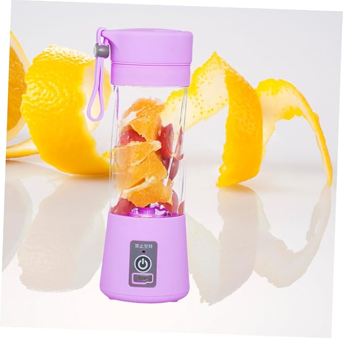 NUOBESTY Portable Mini Electric Juicer USB Rechargeable Fruit Mixer with Stainless Steel Vanes Easy-clean Compact Blender for Travel and Home Use Purple