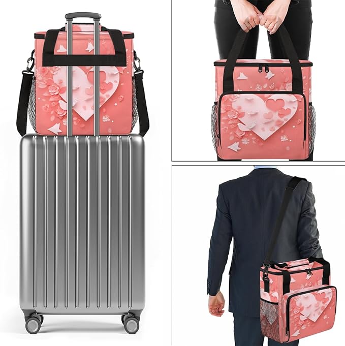 Paper Heart Coffee Maker Carrying Bag Portable Travel Storage Tote Bag Compatible with K-Mini or K-Mini Plus Single Serve Coffee Brewer Carrying Case with Multiple Pockets &amp Shoulder Strap