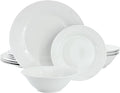 Gibson Home Everyday Embossed 12 Piece Round Ceramic Dinnerware Set in White