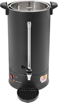 25L Stainless Steel Coffee Urn Hot Water Dispenser Commercial Electric Brewer with Drip Tray No Temp Dial Black Party Catering Church Office Cafeteria Percolator Maker 100-Cup Spigot Tap