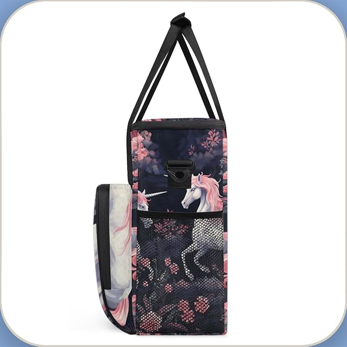Beautiful Unicorn Coffee Maker Carrying Bag Flower Unicorn Travel Storage Bag Compatible with K-Mini or K-Mini Plus Single Serve Coffee Brewer Carrying Case with Multiple Pockets &amp Shoulder Stra