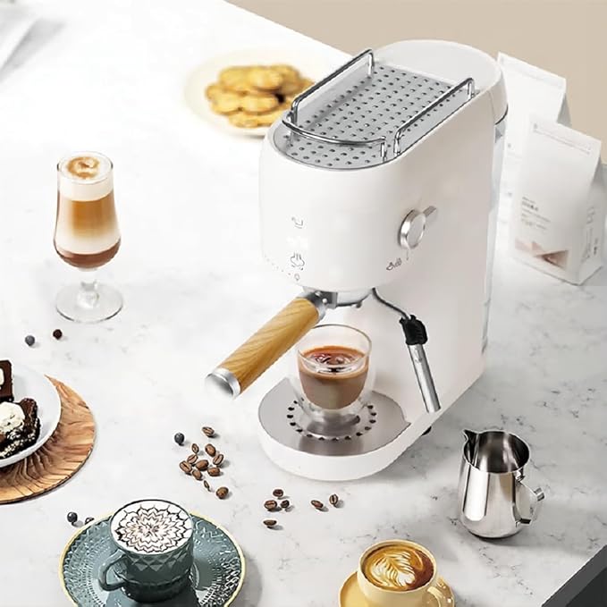 Electric Coffee Machine with Automatic Milk Frothing System 1400W 20Bar Mini Coffee Maker with Portafilter Single and Double Serve Filter Basket Smart Brew for Latte Espresso Cappuccino