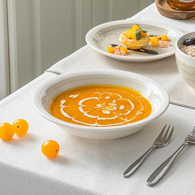 16 Piece Stoneware Tableware Set with Dinner Dessert Plate Cereal Pasta Bowl for 4 Person