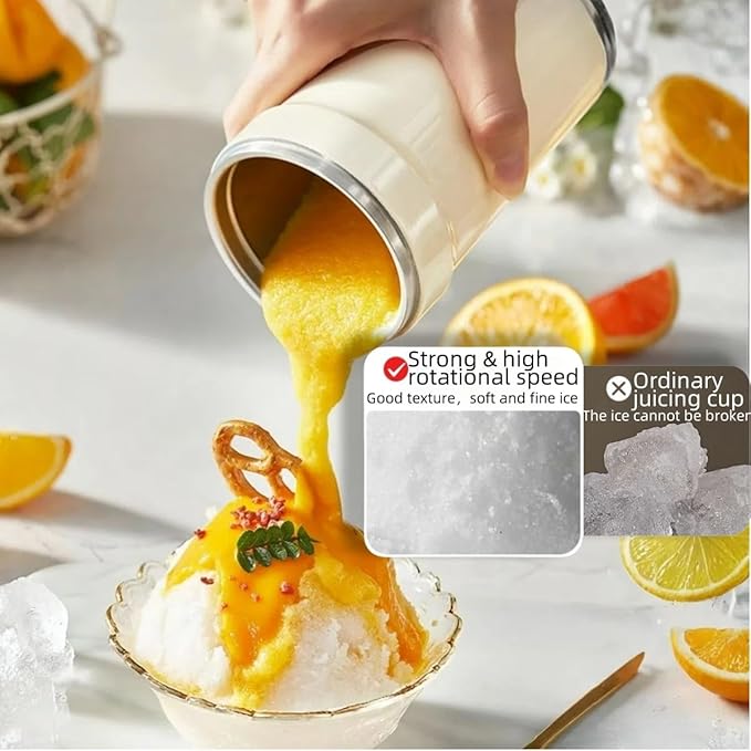 Velytycheon Shaved Ice Juice Cup Portable BlenderMultifunctional Cordless JuicerRechargeable Mini Travel CupPersonal Smoothie Blenders with Leakproof-Lid for Office Gym Camping Travel (450ML B)