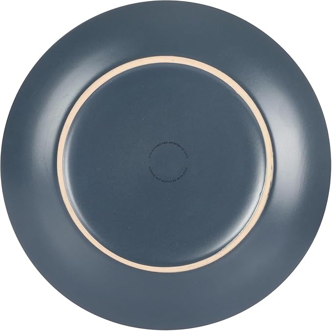 12 Piece Stoneware Dinnerware Set – Round Plates Bowls &amp Mugs for 4 Dishwasher &amp Microwave Safe Modern Matte Finish (Blue)
