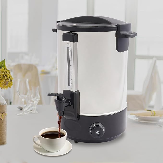 Commercial Coffee Maker Stainless Steel Beverage Dispenser Quick Brewing Coffee Urn for Coffee &amp Hot Tea Cold Milk Water (Black 18L)