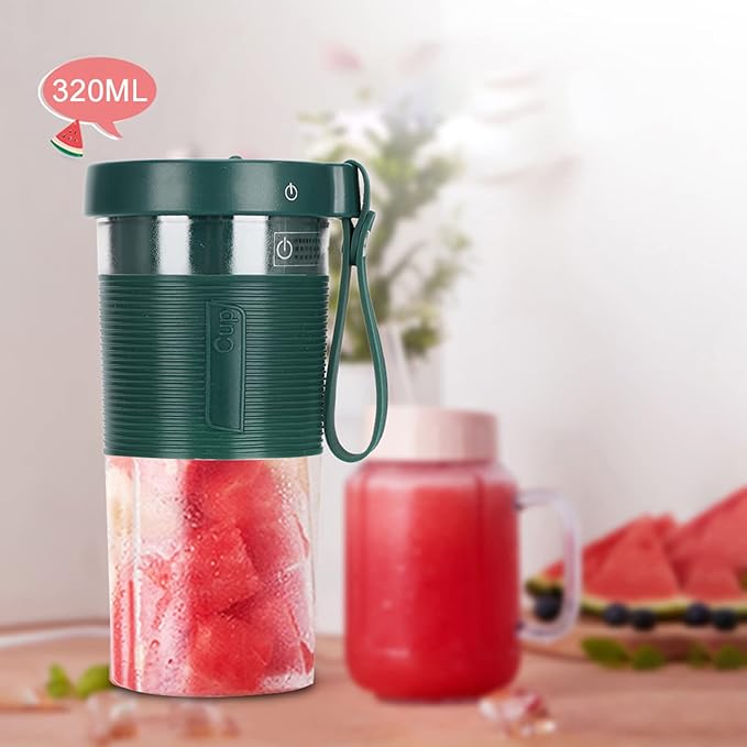 Portable Electric Juicing Cup Rechargeable Juicer with Three Leaf Stainless Steel Blades 2000mAh USB Rechargeable Battery 320ml Food Grade TRITAN Cup for Travel Home Office Use (320ml)
