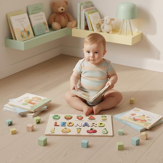 Personalized Name Puzzle for Toddlers 1-3 Customized Baby Girl Gift Custom Baby Boy Gift Wooden Name Puzzle for Kids Custom Baby Stuff Baby Nursery Room Decor - Set 4