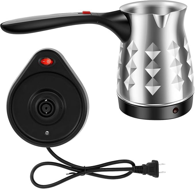 Turkish Coffee Maker with Folding Handle Stainless Steel 500ml Electric Turkish Coffee Machine Electric Turkish Coffee Pot 5 to 6 Cups Capacity Turkish Electric Coffee Maker Machine for Home Travel