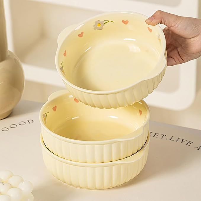 Kitchen Plate and Bowl Set 19 Pieces Dining Ware Set Reusable Dish Sets Thick and Anti-Scald Dinnerware Sets for 4 Steamable Bakeable and Microwavable Underglaze Color Technology Health and Safety