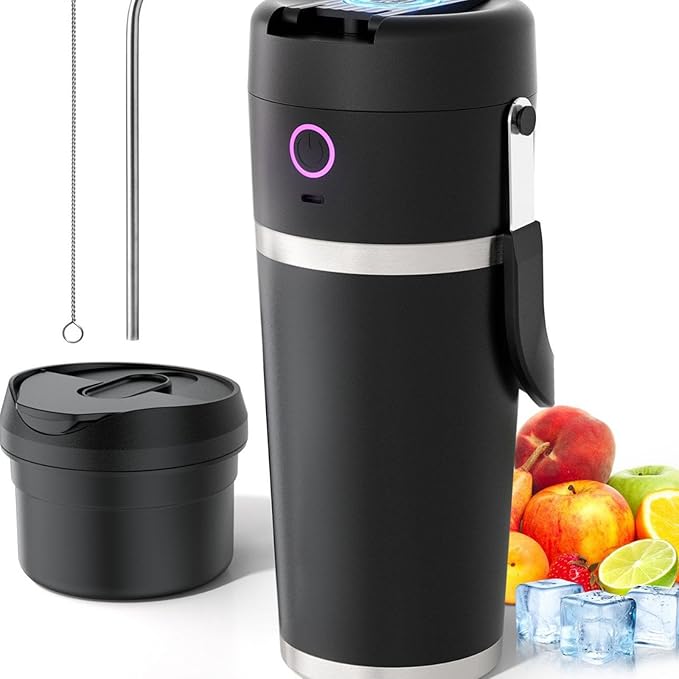 Rechargeable Juicer with Stainless Steel Cup Cordless Mixer 14000RPM Wireless Smoothie Maker for Travel Gym Home