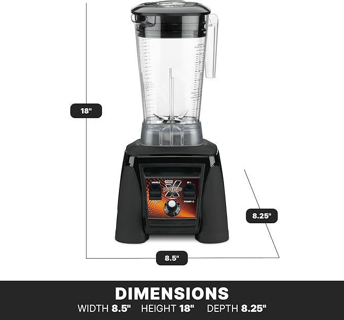 Waring Commercial MX1200XTX 3.5 HP Blender with Variable Speed Dial Controls and a 64 oz. BPA Free Copolyester Container 120V 5-15 Phase Plug