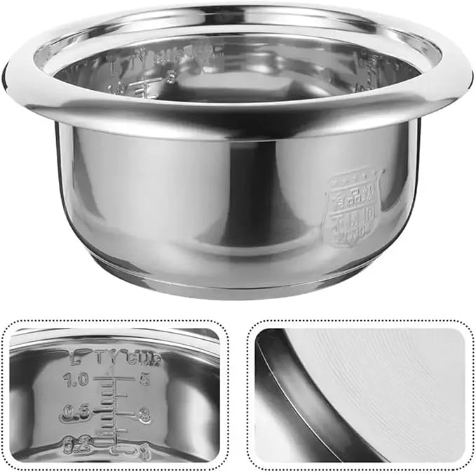 1 Pieces Cooker Inner Pot Large Capacity Rice Cooker Pot Stainless Steel Round Cake Baking Pot Rice Cooking Pot 3L