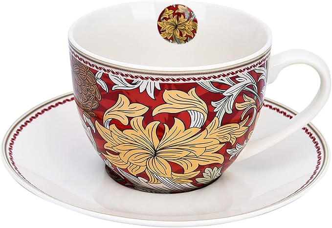 STP Porcelain J-217528 Dinnerware Set for 4 Morris' Garden Bone China Porcelain Dinner Plates Bowls Dessert Plates Cups with Saucer 20 pcs