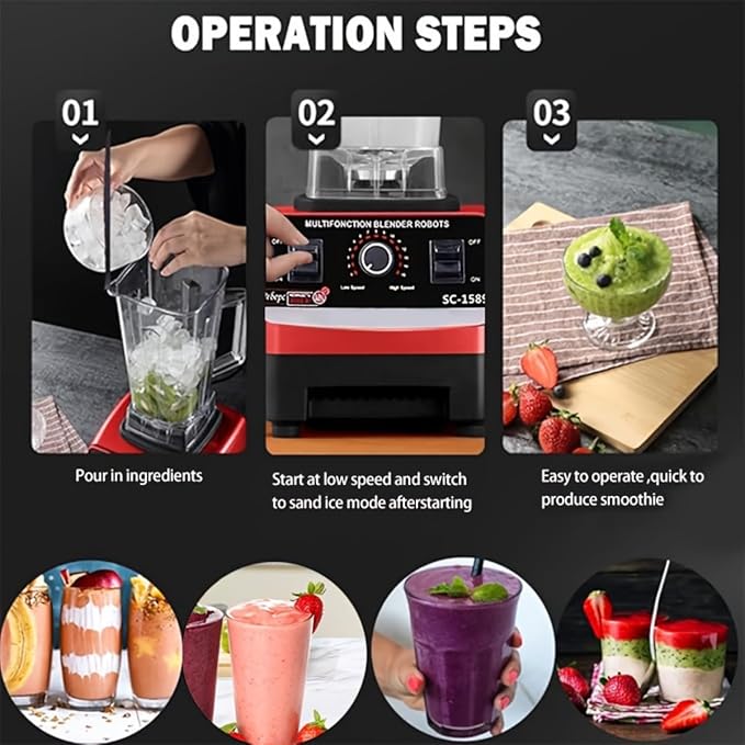 Blender1200W 8-Blade Blender for Kitchen - 67oz Large Capacity Smoothie Maker | 7-Speed Professional Ice Crusher with BPA-Free Pitcher | Space-Saving Design