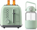 BUYDEEM DT620 2-Slice Toaster with DG710 Glass Water Bottle 34oz Cozy Greenish