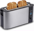 Elite Gourmet ECT3200 2-Slice 1 Long Slot Slim Toaster Reheat 6 Toast Settings Defrost Cancel Functions Built-in Warming Rack Extra Wide Slots for Bagels Waffles Stainless Steel &amp Black