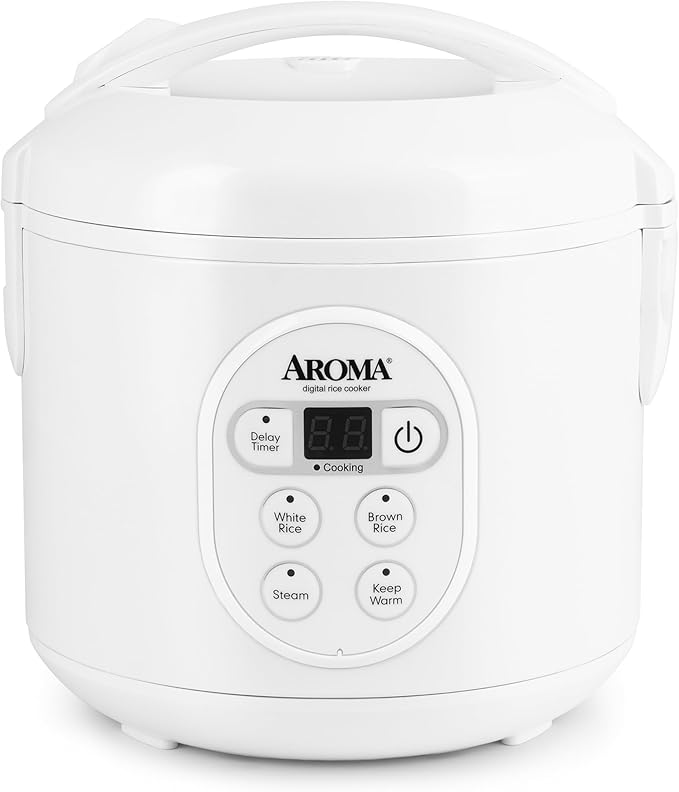 Aroma Housewares 8-Cup (Cooked) (4-Cup UNCOOKED) Digital Rice Cooker and Food Steamer (ARC-914D)White