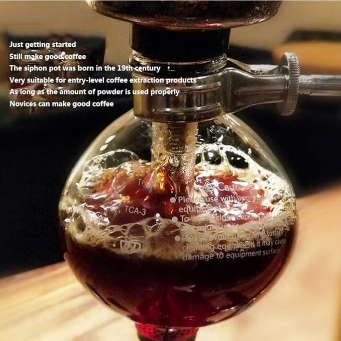 Syphon Coffee Brewer Coffee Maker Alcohol Lamp Siphon Coffee Maker High Temperature Resistant Glass Coffee Maker 3/5 Serving Glass Coffee Maker (Size : 3 people capacity)