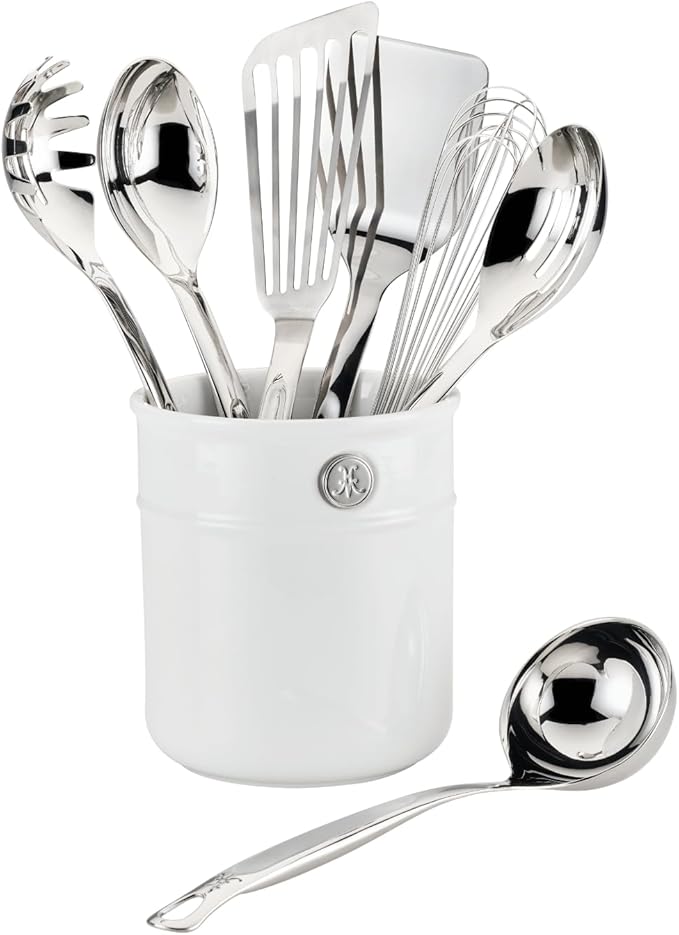 Hestan Provisions Chef's Tools Ultimate Set 8-Piece Stainless Steel Utensil set with Porcelain Bain Marie