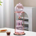 Cold Brew Coffee Tower Ice Drip Coffee Machine with Slow Drip Technology Metal Bracket 600ml Large Capacity Glass Pot for Home Office 4-6 Cups
