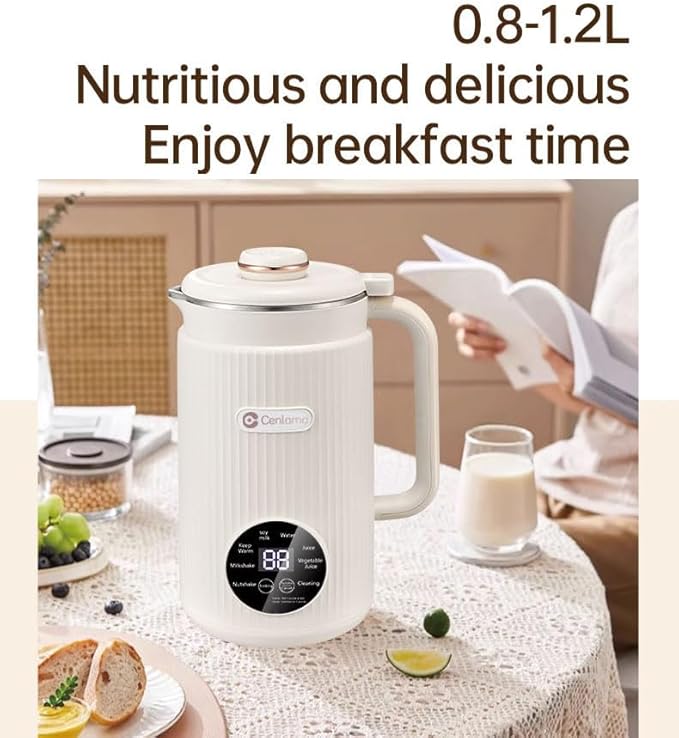 Automatic Nut Soy Mike Maker 42 oz (1200ml) 1.2L Plant Milk Machine with Stainless Steel Blades for Homemade Almond Soy Plant-Based Milk and Dairy Free Beverages Soy Maker Machine Green