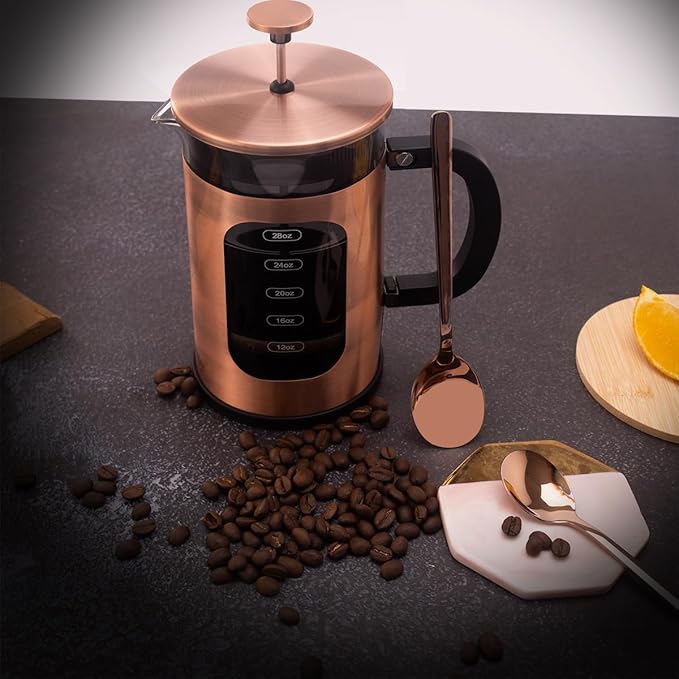 French Press Coffee Maker 8 cups 34 oz 304 Stainless Steel Coffee Press with 4 Filter Screens Easy Clean Heat Resistant Borosilicate Glass - Free 100% BPA… (Candy Sparkle-AYUTYT 34 oz)