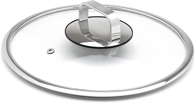 LIVWELL DiamondClad 8-Inch Tempered Glass Lid for the Hybrid Cookware Set - Home and Kitchen Gift - For Hybrid Stainless Steel Sauté Pan Wok Skillet and Frying Pan Lid - Dishwasher Safe PFOA-Free