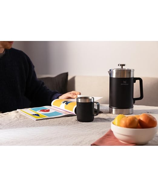 STANLEY Classic Stay-Hot French Press Coffee Maker 48 oz | 5 Minute Brew 4 Hours Hot | Mesh Filter for Coffee Grounds | Insulated Stainless Steel French Press | BPA-Free | Black 2.0