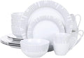 VEWEET Series Frame 16-Piece Dinner Set of Porcelain Combination Set with 10.75 Dinner Plate 7.5 Dessert Plate 5.5 Cereal Bowl and 380ml Mug Service for 4