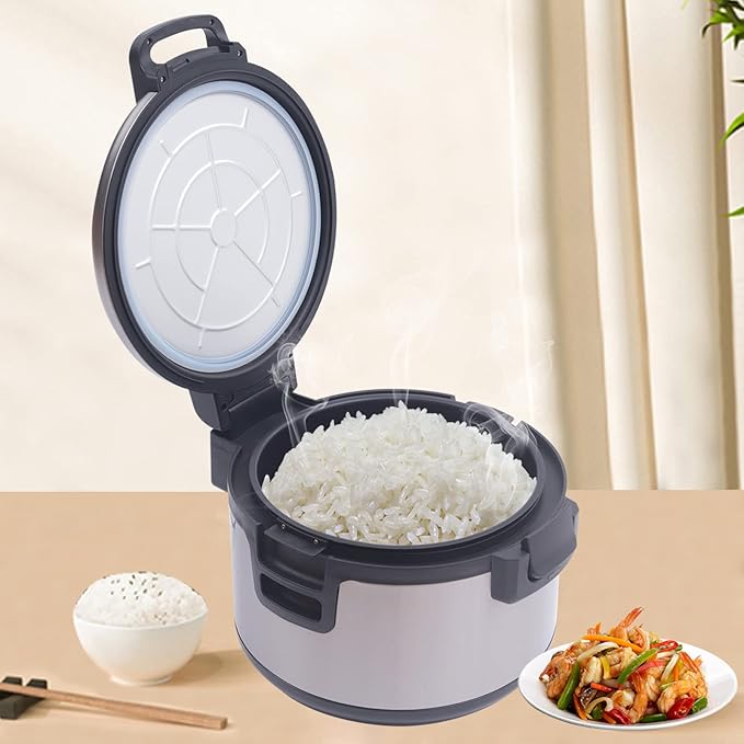 Commercial Rice Warmer With Non-stick Inner Pot Efficient Insulation Electric Rice Warmer Stainless Steel19 L/20QT-Large Rice Warmer For Food Warming