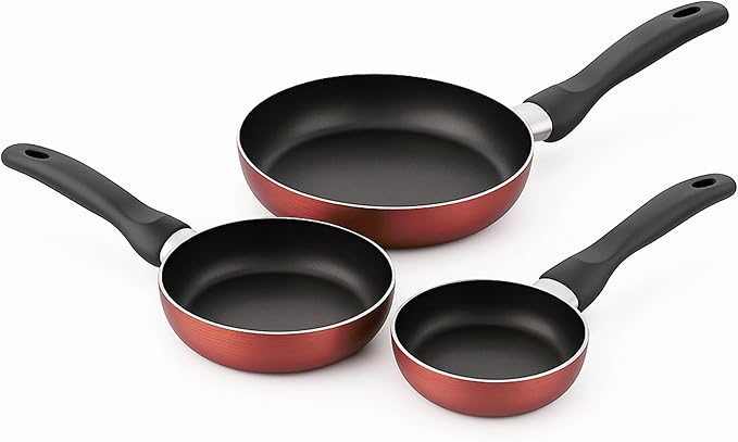 Cookware Set 5 Pieces Stainless Steel + 3-Piece Pan Set Diameter 16 x 20 x 24 cm Pressed Aluminium Metallic Copper