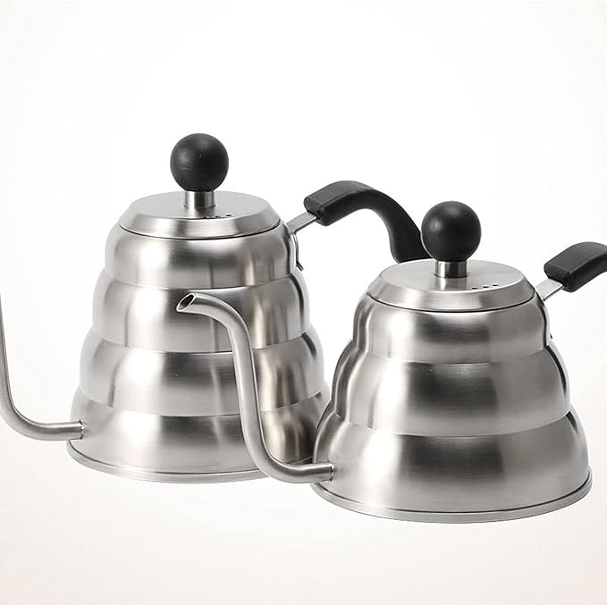 Liudan Coffee Maker Coffee Pot Drip Kettle Pour Over Coffee Pot Swan Long Neck Stainless Steel Thin Mouth Gooseneck Cloud Drip Kettle 1L / 1.2L Coffee Press (Color : 1.2L Flat Knob)