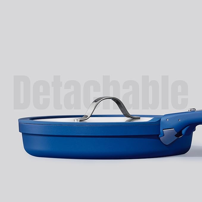 CAROTE 8Pcs Non Stick Frying Pans Set 3 Sizes(81012 Inch) Kitchen Nonstick Skillets with Detachable Handle Cooking Pan with lid Oven Safe Induction Cookware Stackable Kitchen Set Blue